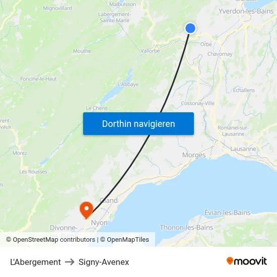 L'Abergement to Signy-Avenex map