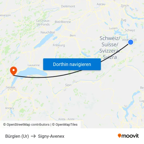 Bürglen (Ur) to Signy-Avenex map