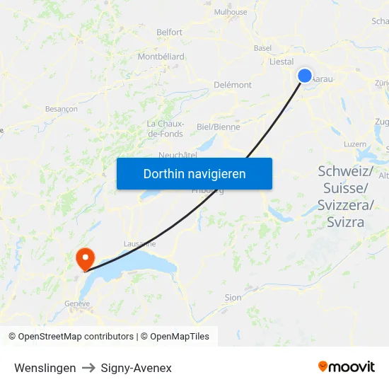 Wenslingen to Signy-Avenex map