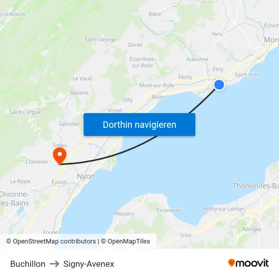 Buchillon to Signy-Avenex map