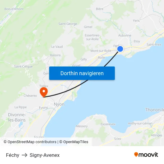 Féchy to Signy-Avenex map