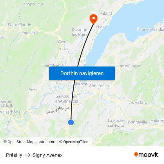 Présilly to Signy-Avenex map