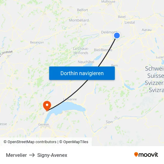 Mervelier to Signy-Avenex map