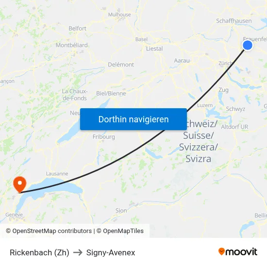 Rickenbach (Zh) to Signy-Avenex map