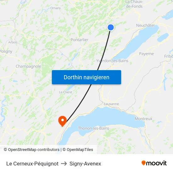 Le Cerneux-Péquignot to Signy-Avenex map