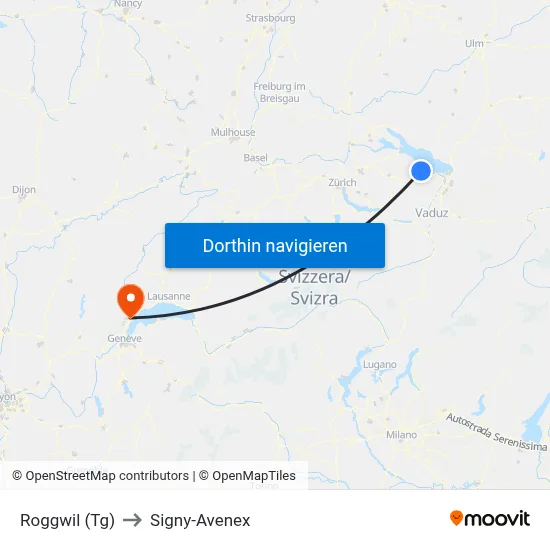 Roggwil (Tg) to Signy-Avenex map