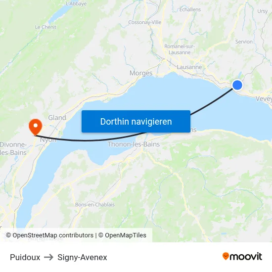 Puidoux to Signy-Avenex map