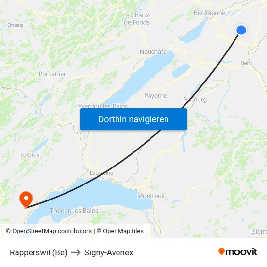 Rapperswil (Be) to Signy-Avenex map