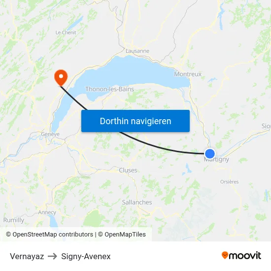 Vernayaz to Signy-Avenex map