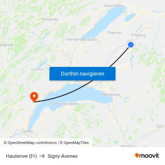 Hauterive (Fr) to Signy-Avenex map