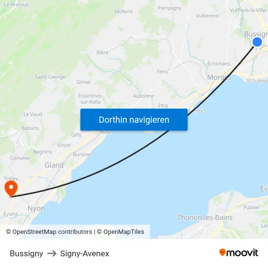 Bussigny to Signy-Avenex map