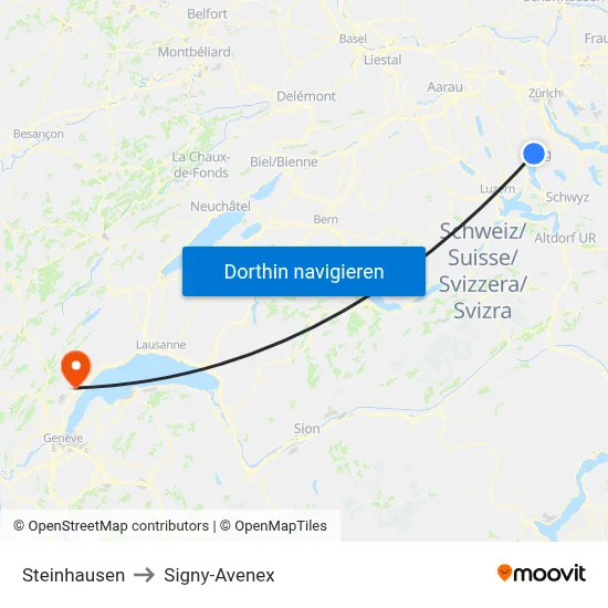 Steinhausen to Signy-Avenex map