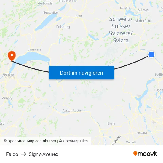 Faido to Signy-Avenex map