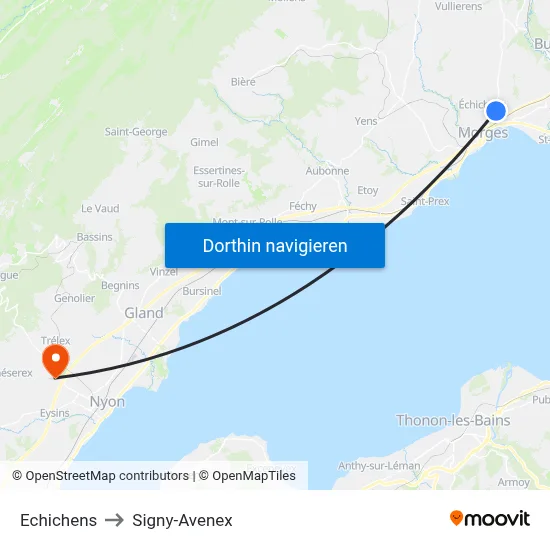 Echichens to Signy-Avenex map