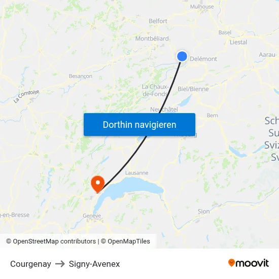 Courgenay to Signy-Avenex map