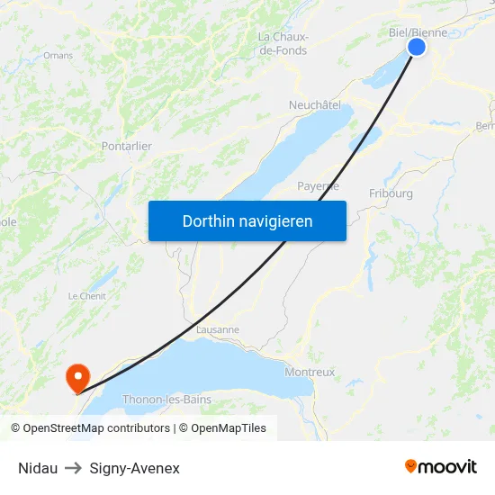 Nidau to Signy-Avenex map