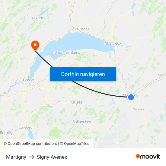 Martigny to Signy-Avenex map