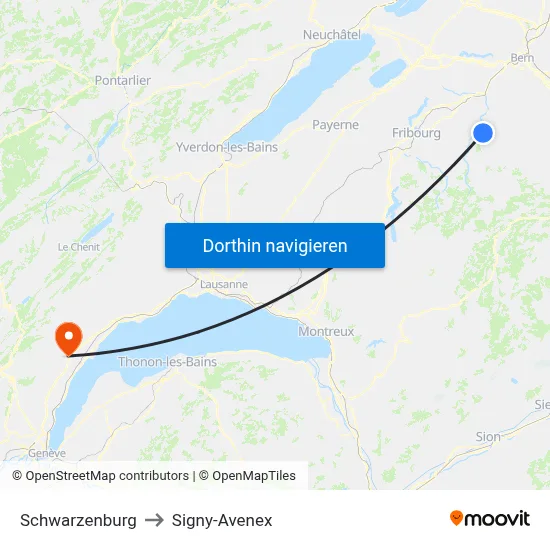Schwarzenburg to Signy-Avenex map