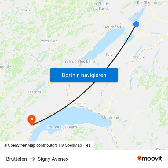Brüttelen to Signy-Avenex map