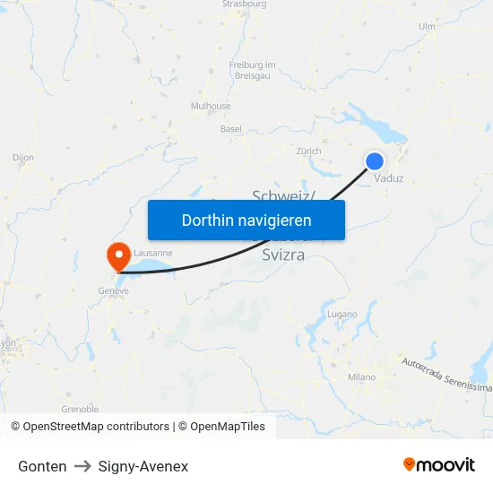 Gonten to Signy-Avenex map