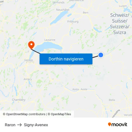 Raron to Signy-Avenex map