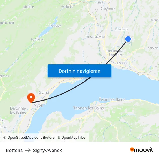 Bottens to Signy-Avenex map