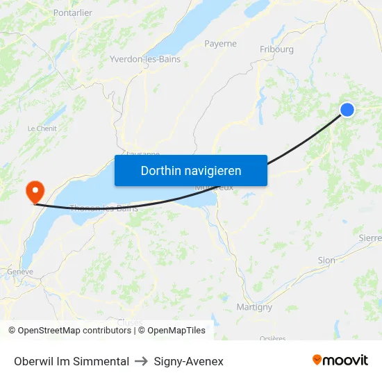 Oberwil Im Simmental to Signy-Avenex map