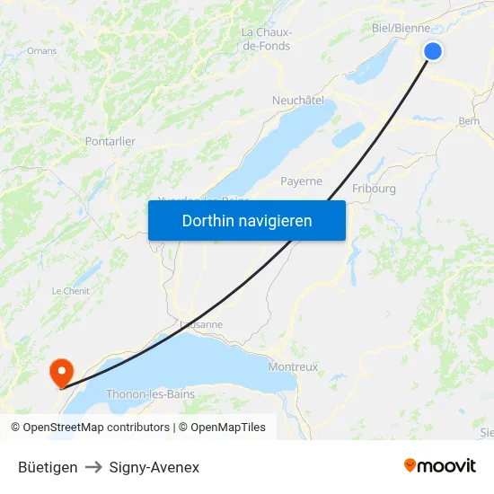 Büetigen to Signy-Avenex map