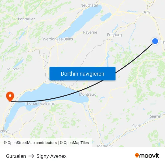 Gurzelen to Signy-Avenex map