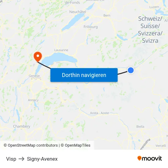 Visp to Signy-Avenex map