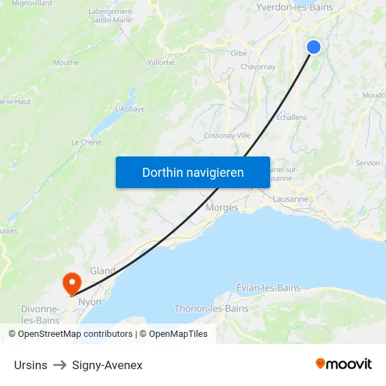 Ursins to Signy-Avenex map