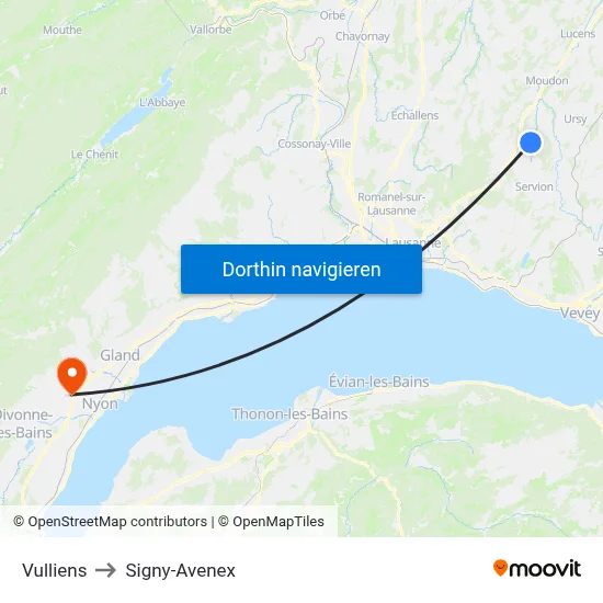 Vulliens to Signy-Avenex map