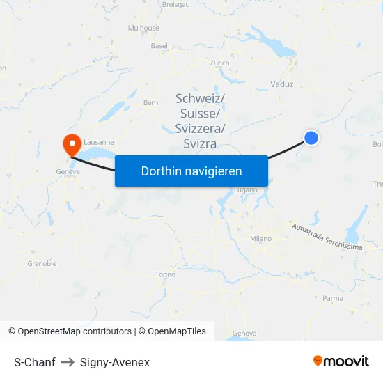 S-Chanf to Signy-Avenex map