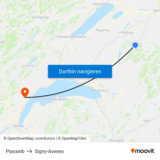 Plasselb to Signy-Avenex map