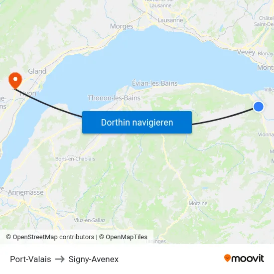 Port-Valais to Signy-Avenex map