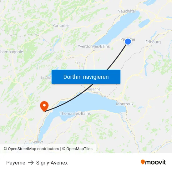 Payerne to Signy-Avenex map