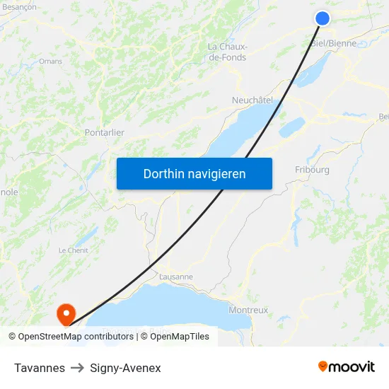 Tavannes to Signy-Avenex map