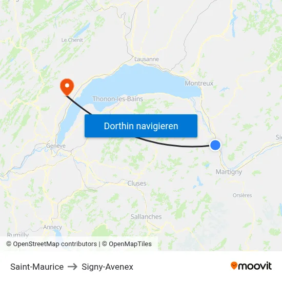 Saint-Maurice to Signy-Avenex map