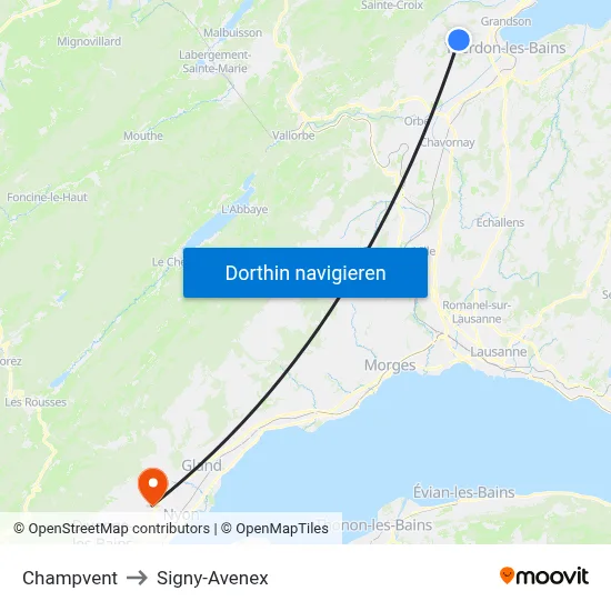 Champvent to Signy-Avenex map