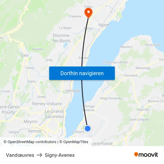 Vandœuvres to Signy-Avenex map