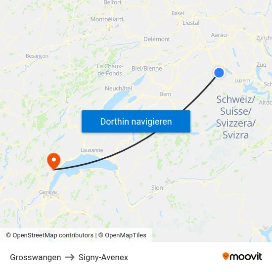 Grosswangen to Signy-Avenex map