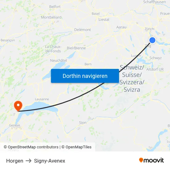Horgen to Signy-Avenex map