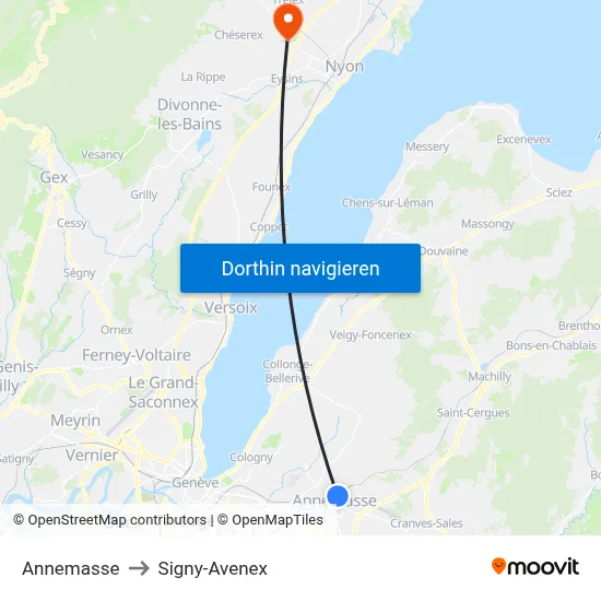 Annemasse to Signy-Avenex map