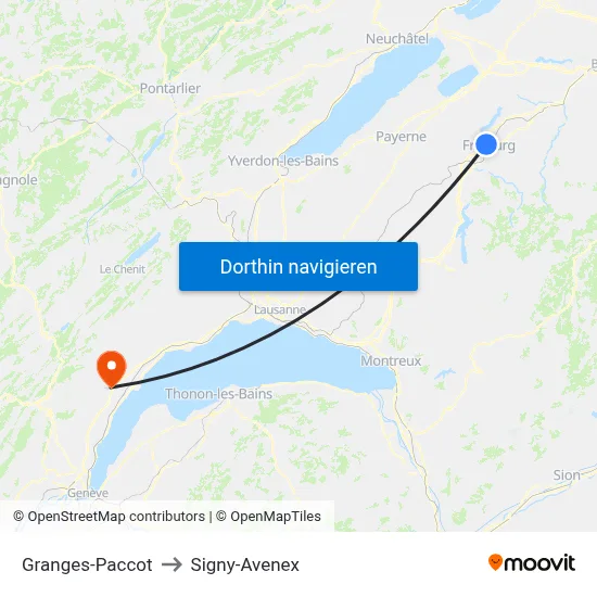 Granges-Paccot to Signy-Avenex map