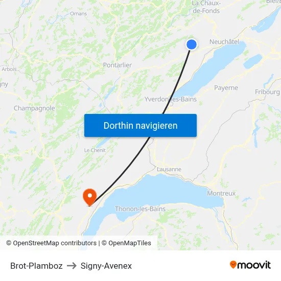 Brot-Plamboz to Signy-Avenex map