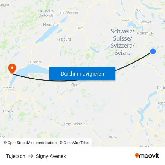 Tujetsch to Signy-Avenex map