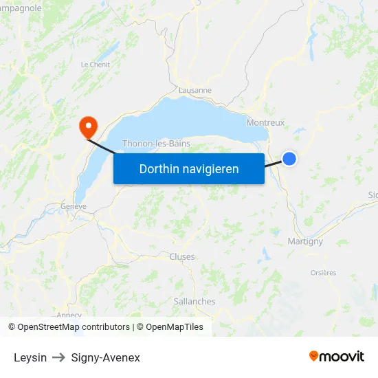Leysin to Signy-Avenex map