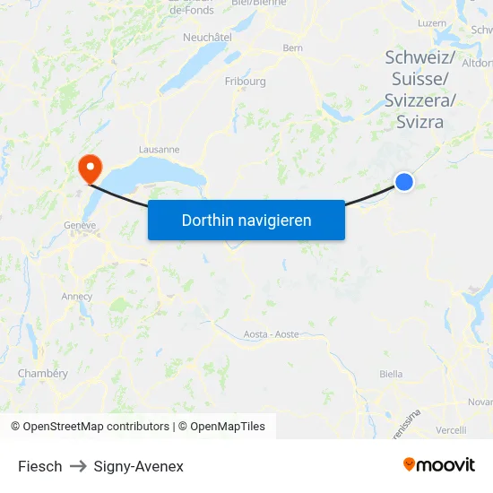 Fiesch to Signy-Avenex map