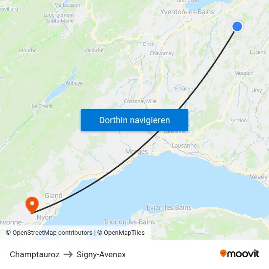 Champtauroz to Signy-Avenex map