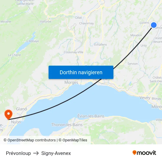 Prévonloup to Signy-Avenex map